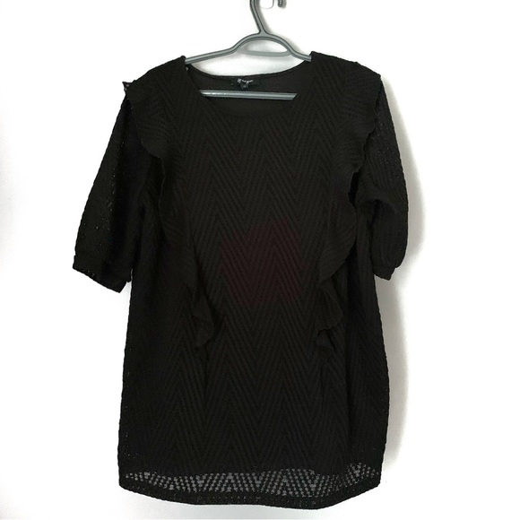 Lily Morgan Black Ruffle Top Size 1X - Picture 2 of 7